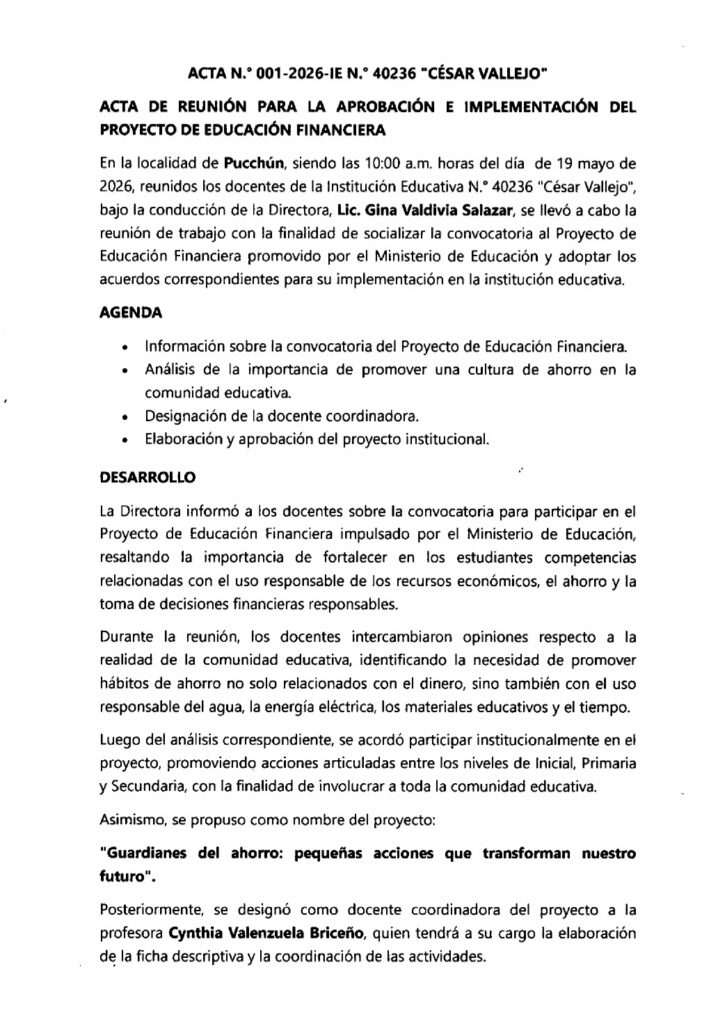 Escuelas Integrales: ACTAS