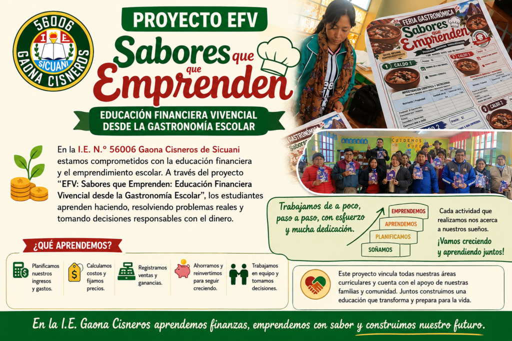 escuelas integrales . AFICHE INFORMATIVO DELPROYECTO EFV EDUCACION FINANCIERA VIVENCIAL
