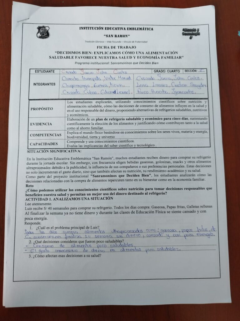 ESCUELAS NTEGRALES: “DECIDIMOS BIEN: EXPLICAMOS CÓMO UNA ALIMENTACIÓN SALUDABLE FAVORECE NUESTRA SALUD Y ECONOMÍA FAMILIAR”